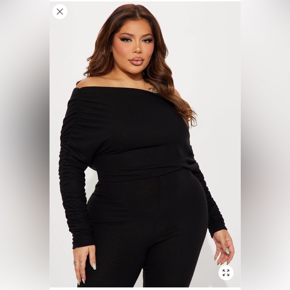 Yasmine Off Shoulder Sweater Jumpsuit - Black - Picture 4 of 7